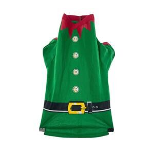 Elf Dog Costume Christmas Outfit XL Green & Red With Belt Design For Large Dogs